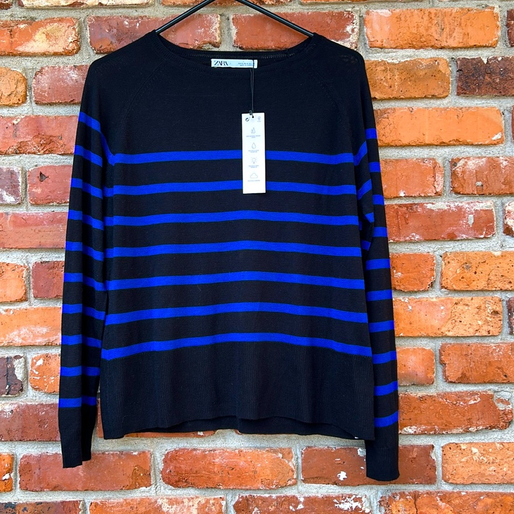 Zara NWT Lightweight Striped Sweater Small